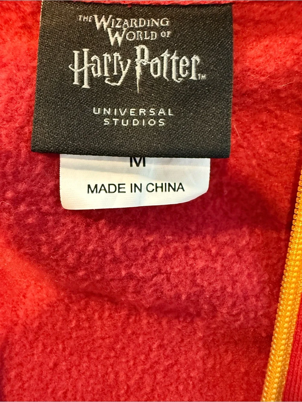 Harry Potter Gryffindor Crest Zip-Up Hoodie Red Gold Universal Studios Medium